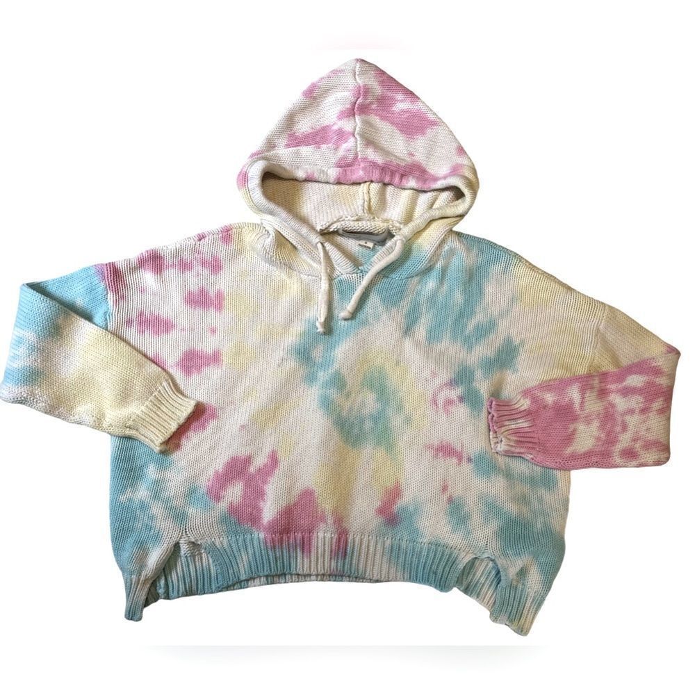 Vintage Havana Rainbow tie dye knit sweater hoodie Small